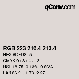 カラーコード: RGB 223 216.4 213.4 | qconv.com