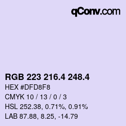 カラーコード: RGB 223 216.4 248.4 | qconv.com