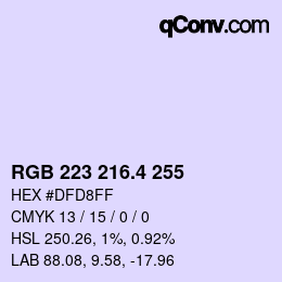 カラーコード: RGB 223 216.4 255 | qconv.com
