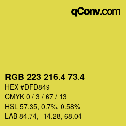 カラーコード: RGB 223 216.4 73.4 | qconv.com