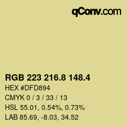 カラーコード: RGB 223 216.8 148.4 | qconv.com