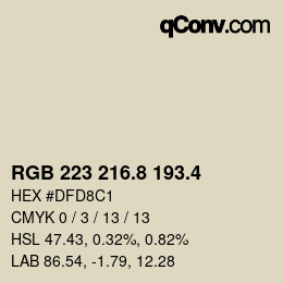 カラーコード: RGB 223 216.8 193.4 | qconv.com