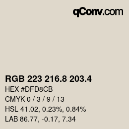 カラーコード: RGB 223 216.8 203.4 | qconv.com