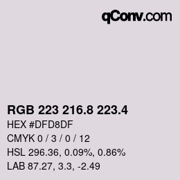 カラーコード: RGB 223 216.8 223.4 | qconv.com