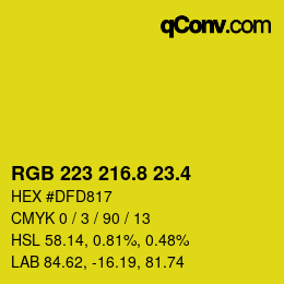 カラーコード: RGB 223 216.8 23.4 | qconv.com