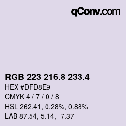 カラーコード: RGB 223 216.8 233.4 | qconv.com