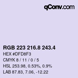 カラーコード: RGB 223 216.8 243.4 | qconv.com