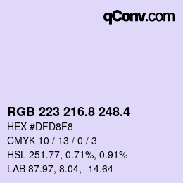 カラーコード: RGB 223 216.8 248.4 | qconv.com