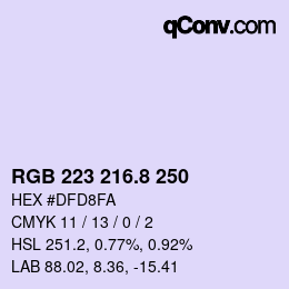 カラーコード: RGB 223 216.8 250 | qconv.com