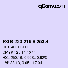 カラーコード: RGB 223 216.8 253.4 | qconv.com