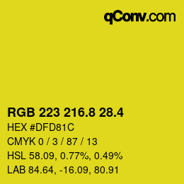 カラーコード: RGB 223 216.8 28.4 | qconv.com