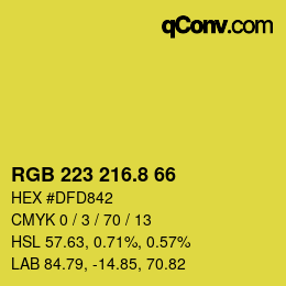 カラーコード: RGB 223 216.8 66 | qconv.com