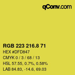 カラーコード: RGB 223 216.8 71 | qconv.com