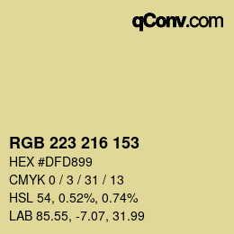 Color code: RGB 223 216 153 | qconv.com