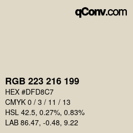 Color code: RGB 223 216 199 | qconv.com