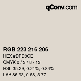 Código de color: RGB 223 216 206 | qconv.com