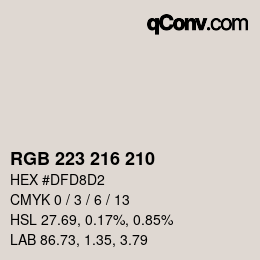 Color code: RGB 223 216 210 | qconv.com