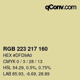 Color code: RGB 223 217 160 | qconv.com