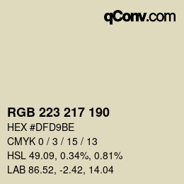 Código de color: RGB 223 217 190 | qconv.com