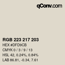 Color code: RGB 223 217 203 | qconv.com