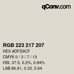 Color code: RGB 223 217 207 | qconv.com