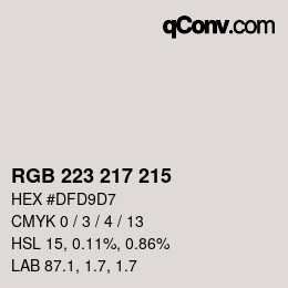 Color code: RGB 223 217 215 | qconv.com