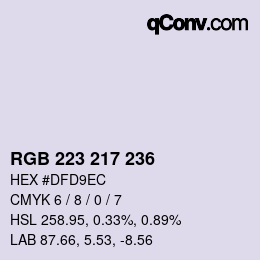 Color code: RGB 223 217 236 | qconv.com
