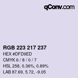 Color code: RGB 223 217 237 | qconv.com