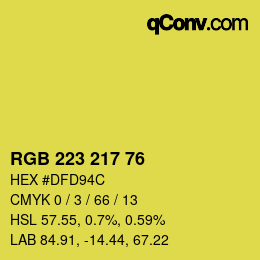 Color code: RGB 223 217 76 | qconv.com