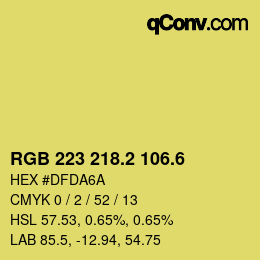 カラーコード: RGB 223 218.2 106.6 | qconv.com