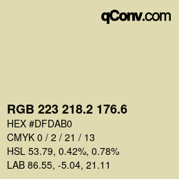 カラーコード: RGB 223 218.2 176.6 | qconv.com