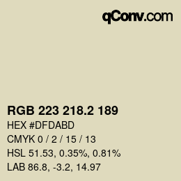 カラーコード: RGB 223 218.2 189 | qconv.com