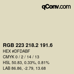 カラーコード: RGB 223 218.2 191.6 | qconv.com