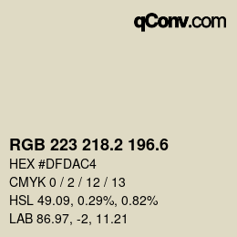 カラーコード: RGB 223 218.2 196.6 | qconv.com
