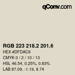 カラーコード: RGB 223 218.2 201.6 | qconv.com