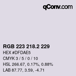 カラーコード: RGB 223 218.2 229 | qconv.com