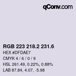 カラーコード: RGB 223 218.2 231.6 | qconv.com