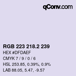 カラーコード: RGB 223 218.2 239 | qconv.com