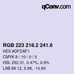 カラーコード: RGB 223 218.2 241.6 | qconv.com