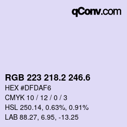カラーコード: RGB 223 218.2 246.6 | qconv.com