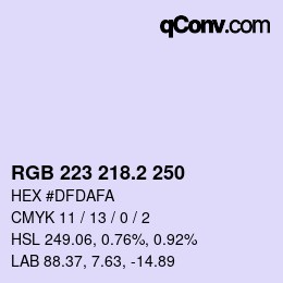 カラーコード: RGB 223 218.2 250 | qconv.com