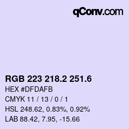 カラーコード: RGB 223 218.2 251.6 | qconv.com