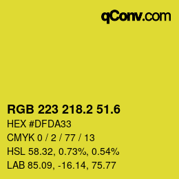カラーコード: RGB 223 218.2 51.6 | qconv.com