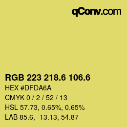 カラーコード: RGB 223 218.6 106.6 | qconv.com