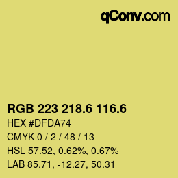 カラーコード: RGB 223 218.6 116.6 | qconv.com