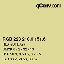 カラーコード: RGB 223 218.6 151.6 | qconv.com