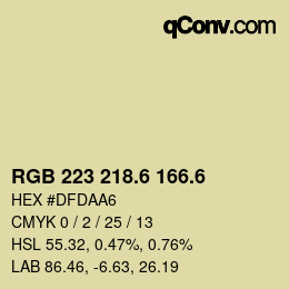 カラーコード: RGB 223 218.6 166.6 | qconv.com