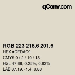 カラーコード: RGB 223 218.6 201.6 | qconv.com