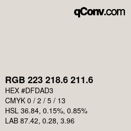 カラーコード: RGB 223 218.6 211.6 | qconv.com