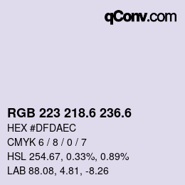 カラーコード: RGB 223 218.6 236.6 | qconv.com